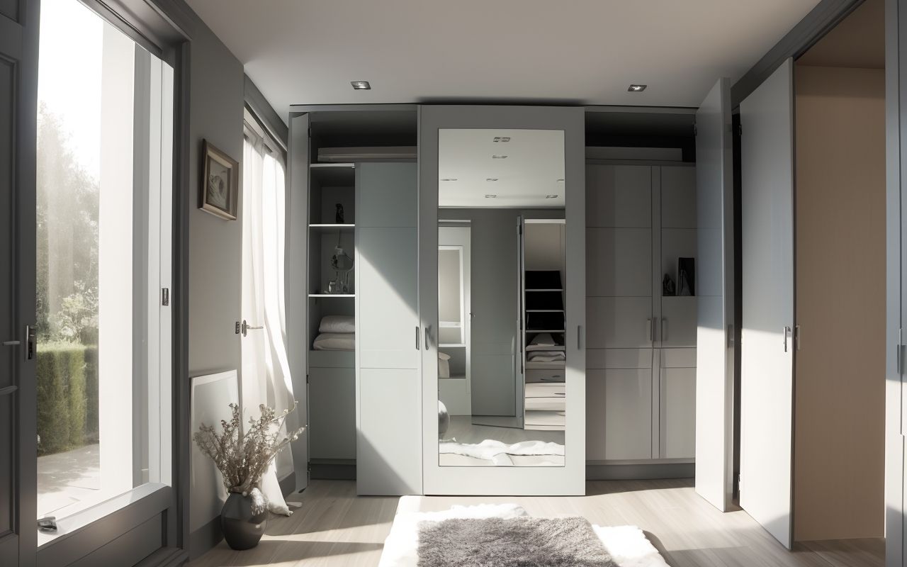 Интеграция зеркал в шкафы-купе для визуального расширения прихожей