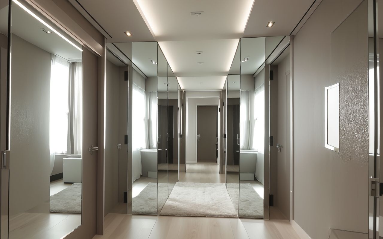 Инновационные зеркала с подсветкой и зеркальные шкафы-купе для компактных прихожих