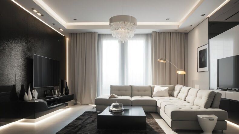 Тренды 2025: инновационные материалы и технологии в современном дизайне гостиных